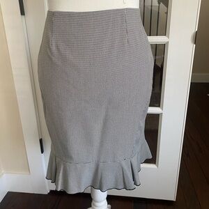 White House Black Market Black and White Houndstooth Ruffled Pencil Skirt